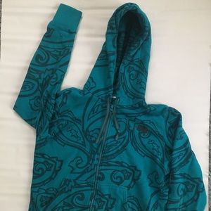 North face patterned, teal zip up